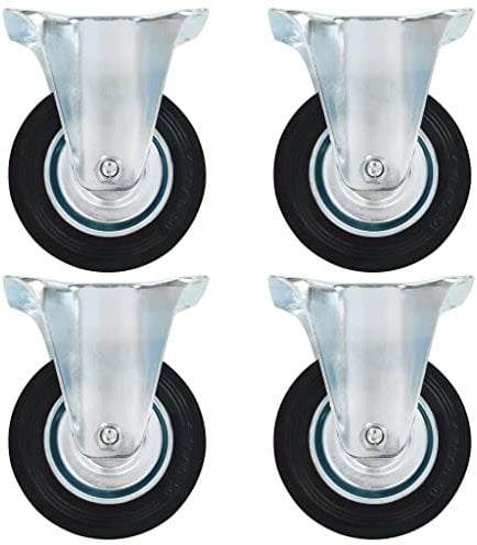 vidaXL 4x Bockrollen Transportrollen Möbelrollen Schwerlastrollen Laufrollen Rollen Möbelrolle Bockrolle Laufrolle Industrierolle 100mm Gummi Eisen