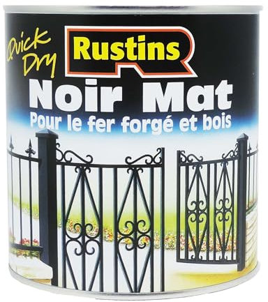 Rustins BLAM2500FR - Pintura mate para madera y metal para exterior e interior, secado rápido, color negro - 14 m²/L - 2,5 litros