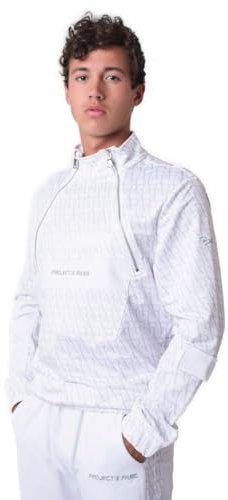 Project X Paris Sweat Style Coupe Vent Motif Monogramme Blanc M