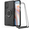 TANYO Cover + [2 Pezzi] Vetro Temperato per Oppo Reno4 PRO 5G, TPU/PC Dual Layer Armor Antiurto Protezione Custodia [360° Supporto] con Durezza 9H Pellicola Protettiva, Nero