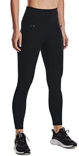 Under Armour Damen Motion Ankle Leggings, Schwarz (001) / Lila Schalter, M EU