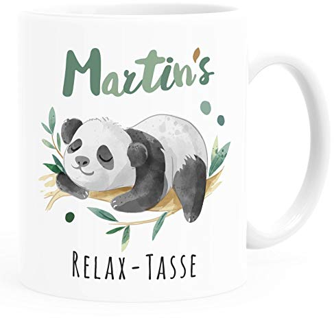 SpecialMe® SpecialMe® Relax-Tasse Panda personalisiert mit Namen Namenstasse individuelle Geschenke Anti-Stress weiß Keramik-Tasse