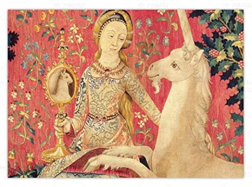 RUIYANMQ Jigsaw Puzzle 1000 Pieces Vintage The Lady and the Unicorn Art Wood For Adults Kids Games Educational Toys Jq312Mk
