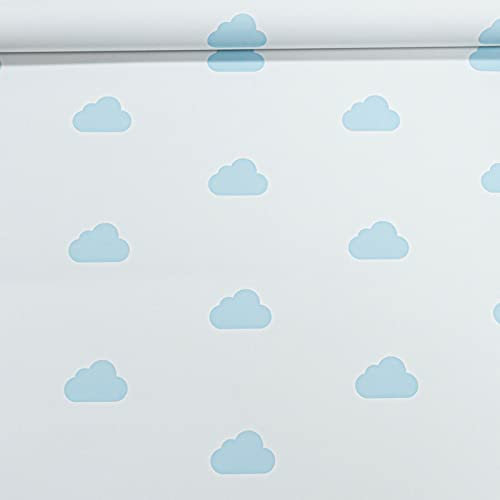 SOPHIE LAURENCE Blue Clouds Sky Motif Cartoon Childrens Bedroom Wallpaper (Blue)