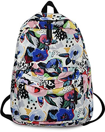 FANDARE Loisir Sac À Dos Collège Sacs Scolaires Cartables Adolescent Sac d'école Garçons Filles Casual Daypacks Sac Ecole pour Homme Femme Outdoor Voyage Campus Université Étanche Polyester Fleurs