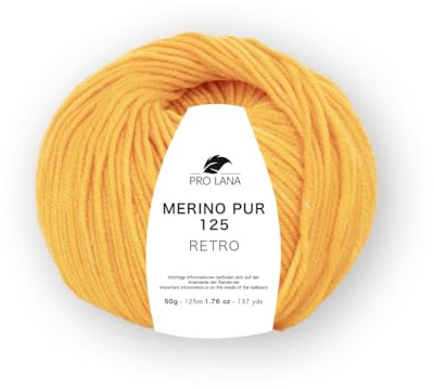 Merino Pur 125 Retro Strickgarn, 100% Extrafeine Merinowolle, Handgefärbt, Ton-in-Ton Farbverlauf (122 mango mel.)