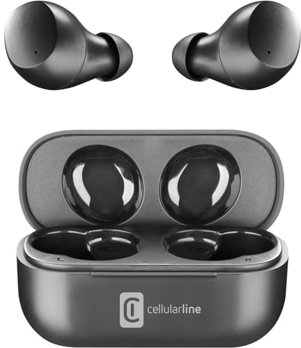 cellularline | Wink - Universale | Cuffiette Auricolari Bluetooth 5.0 HiFi Stereo con Custodia di Ricarica - Autonomia Totale di 25 Ore - Ricarica 2 Ore - Portata 10 Mt - Universale - Nero