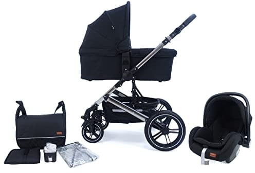 Pixini Kinderwagen Aloha 3in1 Set mit Tragewanne (chrom/schwarz)