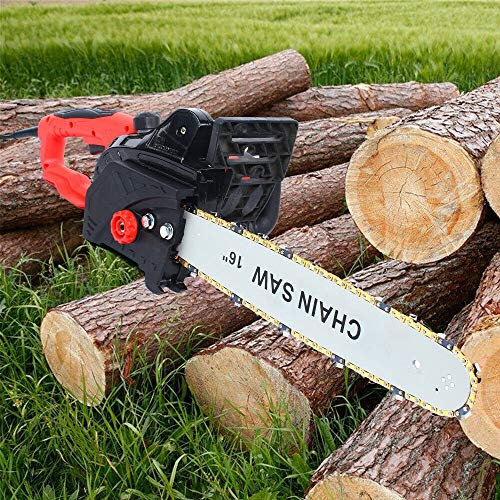 2000W Elektro Kettensäge 16 Elektrische Motorsäge Holzsäge Motorkettensäge zum Sägen von Holz in Garten und Forst | Werkzeuglose Kettenverstellung