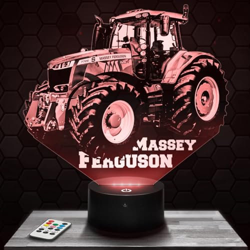 Lampephoto.fr Nachttischlampe - Touch-Nachtlicht Massey .F Traktor 3D-LED-Lampe Illusion, Geschenkidee Weihnachten Geburtstag Junge und Mädchen Nachttischlampe Kinder- oder Erwachsenenzimmer TOP