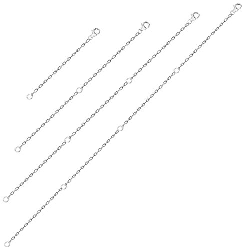Necklace extender Chain Bulk Silver Extension Chain Stainless Steel Jewelry Extension Chain 4PCS Silver Chain Extender Extension Chains for Necklace Bracelet Anklet Jewellery Making(2 4 6 8 Inch)