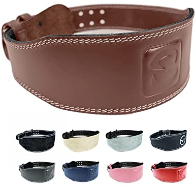 Weight-lifting Belt Gewichthebergürtel Kraftraining | Gym Gürtel Gewichtheben Powerlifting Belt für Kraftsport wie Deadlift, Kniebeugen und Body-Building | Fitness-Gürtel mit Polster, Braun-Glatt S