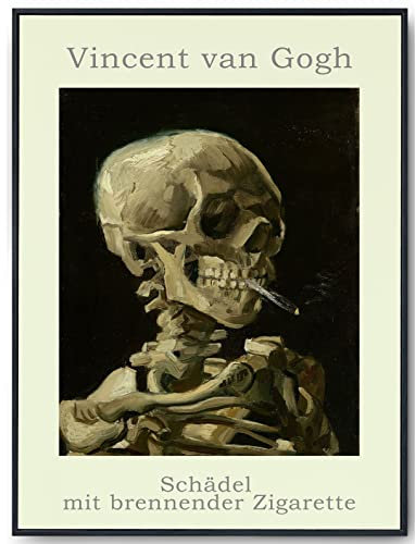 JOPRICO Vincent van Gogh Poster - Schädel mit brennender Zigarette - Ausstellungsposter A3 (29,7x42cm) - mattes Galeriepapier