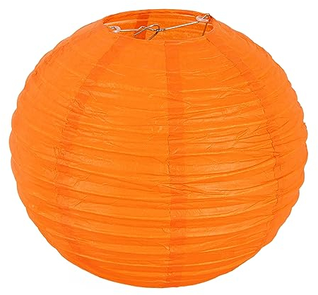 Meisax 10 Stücke Lampions 20cm Rund Papier Lampenschirm Orange Papierlaterne Classic Bamboo Style Papierlampion für Hochzeitsdeko Geburtstag Garten