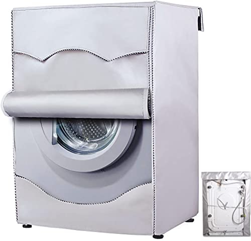 Wuudi Funda para lavadora para exteriores, 85 x 60 x 60 cm, resistente al agua, para lavadora y secadora, resistente al polvo y la suciedad, color gris