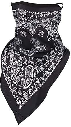 RIDEIWAKE Bandana Neck Gaiter with Ear Loops Balaclava Face Scarf Mask Quick-Dry Half Masks for Women Men - Dustproof & UV Sun Protection & Breathable- Paisley Style