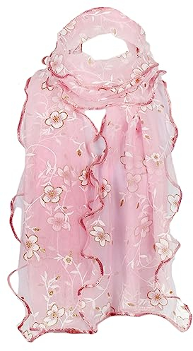 MAIRY Damen XXL Musselin Schal mit Blumenmuster, perfekt für jeden Anlass