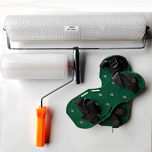 RNQZ Professional Self Levelling Cement Tools Epoxy Flooring Kit for Concrete Epoxy Paint Roller Kit Floor Painting Spike Shoes Self-Leveling Rake Spike Construction Tool