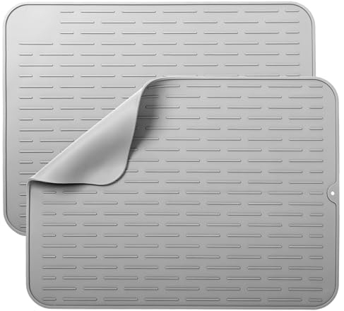 2 Piezas Alfombrilla Escurreplatos de Silicona, 40x30cm Escurreplatos Silicona, Platos sin BPA, Antideslizante Resistencia a Altas temperaturas Alfombrilla para Secar Platos, para Cocina, Encimera