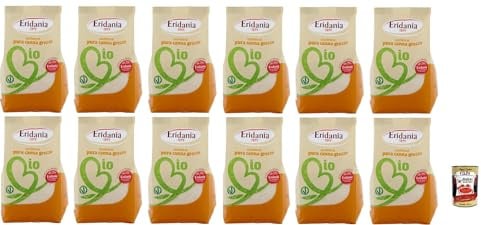 Italian Gourmet Eridana zucchero di canna grezzo puro Rohrzucker 6 x 1kg | Cristalli ambrati non raffinati, süßt Kaffee, Tee und Backwaren mit, Gesamtnettogewicht 6 kg + Kostenlos Polpa 400g