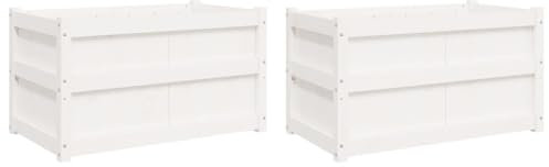 vidaXL Jardineras de Exterior 2 Unidades Madera Maciza de Pino Blanco