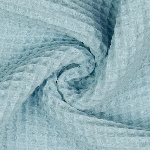 VmG-Store 1m Waffelpique 100% Baumwolle Oeko-Tex KEINE Meterware über 40 Farben zur Auswahl Waffel Stoff (017 I Lichtblau)