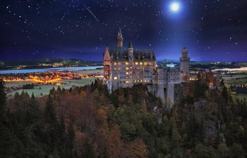 GUOHLOZ Puzzle 1000 Teile,Puzzle für Erwachsene, Impossible Puzzle,Puzzle farbenfrohes Legespiel,1000 Puzzle Home Dekoration Puzzle, Schloss, Deutschland, Herbst, Lichtenstein, 75x50cm