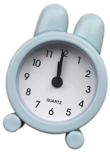WOFASHPURET Mini Metall Wecker Mit Hasenohr-Design Leiser Analog Wecker Für Nachttisch Einfach Einstellbarer Alarm Dekorative Schreibtischuhr Für Schlafzimmer Und Schülerzimmer Hellblau