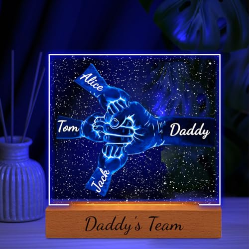 Ozinna - Personalisierte Nachtlicht für Papa, Manschetten-Design, mit personalisierter LED-Acryl-Kindername-Leuchte, für Vatertag, Geburtstags- und Weihnachtsgeschenke, für Papa, Opa,