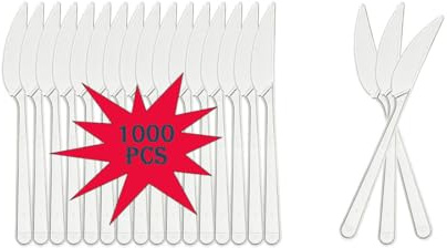 Plastikmesser LUX Mehrwegmesser Plastikbesteck - Transparent 1000 Stück