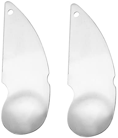 SHOWERORO 4 Stück Kiwi Kiwi-Handwerkzeuge Kiwi-Gemüseschäler Kiwi-Kugeln küchenhelfee obstschneider Fleisch-Obst-Löffel Werkzeuge zum von Fruchtfleisch Edelstahl 304 Silver