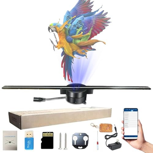 3D Hologram LED Fan Projector - High-Resolution 224 LED Lights, 3D Holographic Display for Christmas Trees, Halloween, Advertisements - Advanced APP Control (1 Pcs)