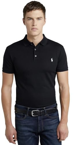 Ralph Lauren Polo piqué élastique Slim Fit, Noir , L