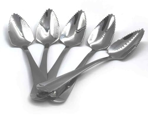 5Pcs Serrated Spoon, Stainless Steel Grapefruit Spoons, Serrated Edge and Thick Gauge Handle for Kiwi, Dessert, Apple, Citrus Fruit
