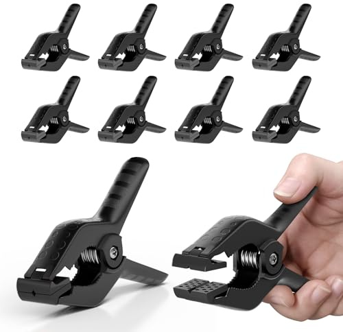 EMART 8 Pack 4.5inch Spring Clamps,Large Photography Backdrop Clips-Black | Heavy Duty,Strong,Photo Booth Backdrop Clips,Hanging Holes,For Fabric,Muslin,Paper,Photographic Background Support,Studio
