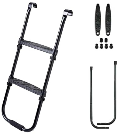 Vibhgtf Échelle de Trampoline - Échelles Noires à 2 Larges marches | Échelle de Trampoline pour, Échelle d'escalade Robuste en Acier Inoxydable, Accessoires pour Trampoline