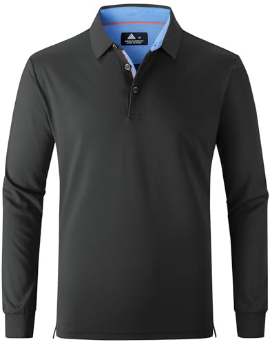 zitysport Poloshirts Herren Langarm Atmungsaktives Schnelltrocknend Langarmshirts Männer Sommer Knopfleiste T Shirts für Männer Casual Sport Shirt Basic Regular Fit Golf Polohemd