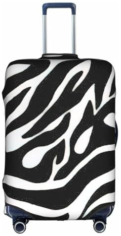 Yyoretp Elastischer Gepäckbezug mit Zebra-Druck, Koffer-Schutzhülle mit Reißverschluss, passend für 45,7 - 81,3 cm., weiß, S