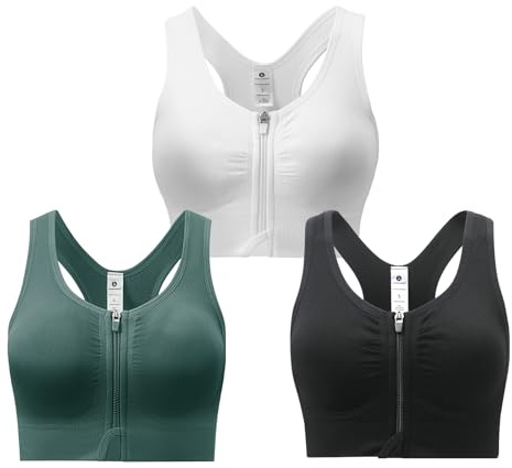 SPORME RUNNING Damen Sport-BH mittlerer Halt Vorderverschluss mit Ringerrücken herausnehmbaren Polstern und Doppelhaken für Yoga Lauf Joggen Reiten und Fitness