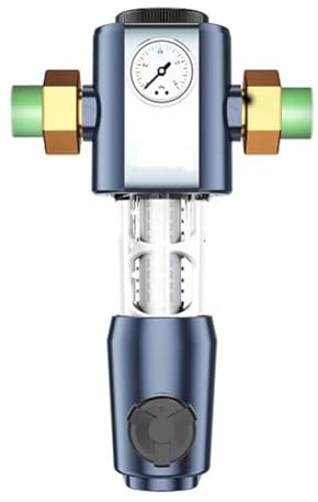 Osmond Cleaning Pre Filter with Pressure Gauge 360° High-Pressure Backwash Filtration System Reusable Whole House Filter 1-Inch Hot Melt (32-)