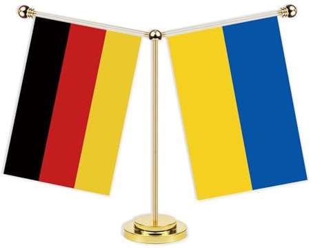 Ukrainische Deutschland Freundschaft Schreibtisch Flagge, 30cm kleine Ukrainisch Desk Germany Ukraine