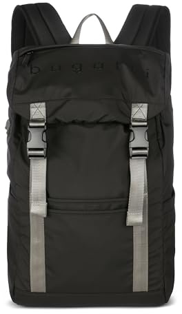 bugatti Legere Rucksack für Herren 15, leichter Outdoor-Daypack aus Rip-Stop-Polyester, schwarz