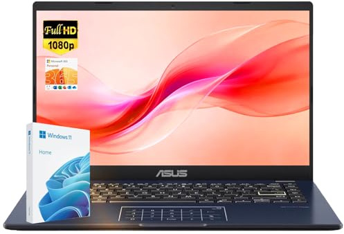 ASUS Vivobook Go 14 Laptop para estudiantes y streaming, pantalla FHD de 14 pulgadas, Intel Celeron N4500, 4 GB de RAM, 1.1 TB de almacenamiento (SSD de 128 GB + OneDrive de 1 TB) delgada y ligera