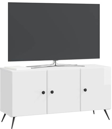 vidaXL TV-Schränk Hochglanz Weiß 99 x 34,5 x 50 cm Holzwerkstoff, Wohnzimmer, Rechteckiges Mediencenter mit viel Stauraum, Moderner TV-Ständer und Ausstellungsregal