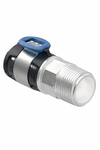 Geberit FlowFit Anschluss gerade mit Außengewinde d20 x R3/4, bleifreie Siliziumbronze vernickelt, Pressfitting für Heizung und Kühlung, schnelle sichere Rohrverbindung