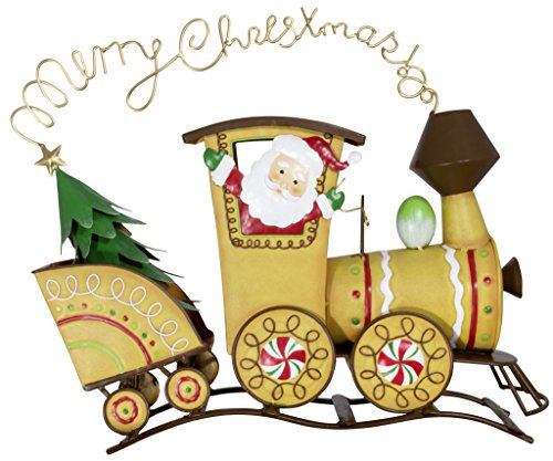 foolonli Dekozug Tischzug Lokomotive mit Santa Weihnachtsmann Metall 40cm