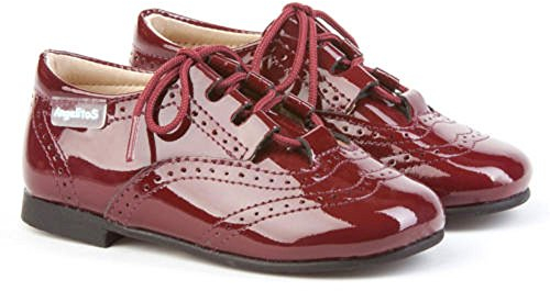 Inglesiti di vernice per ragazza e bambino (Unisex) in colore bordeaux. Marca: AngelitoS. Modello 1505. Scarpe per bambini realizzate in Spagna. Numero, bordeaux, 23 EU