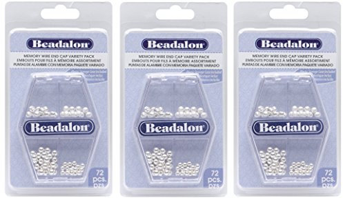 Beadalon Memory Wire End Cap, Variety Pack, 72-Piece (3 Pack)