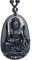 Purmy Buddha Anhänger Naturstein Amulett, Manjushri Jade Buddha mit Verstellbarer Schwarzer Perlenkette 52-72cm