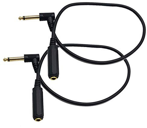 MMNNE 2Pack 50cm 6.35mm 1/4 inch Stereo Plug Right Angled Male to 1/4 Female Stereo Headphone Guitar Extension Cable Cord, Gold Plated Audio Cable Stereo Extender